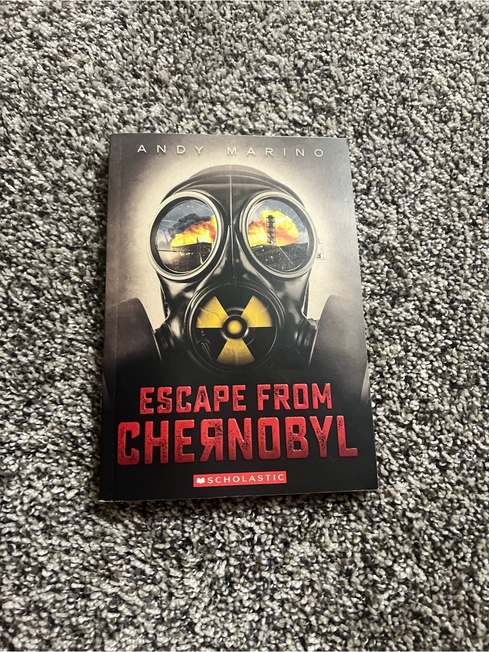 Scholastic Black and Red Gas Mask Thriller Cover